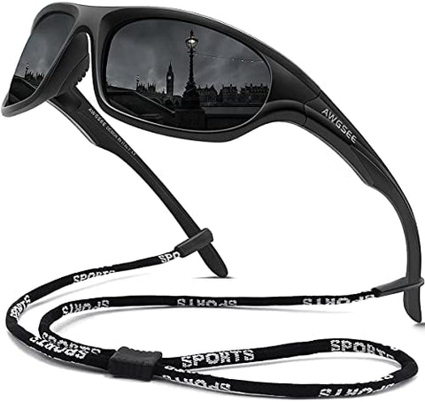 AWGSEE Polarized Sports Sunglasses For Men Cycling Driving Fishing Sun Glasses TR90 Unbreakable Frame 100% UV Protection
