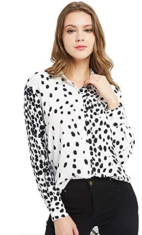Women's Casual V Neck Crepe Blouses Long Sleeve Button Down Shirts Tops