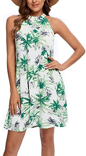 Women's Sleeveless Halter Dress Summer Basic Tank Midi Dress