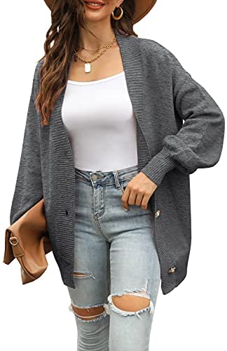 GAMISOTE Womens Cardigan Sweaters Chunky Oversized V Neck Long Knitted Button Down Outerwear