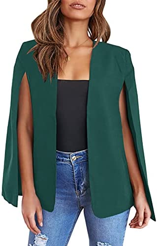 GAMISOTE Womens Cape Blazer Split Sleeve Open Front Casual Jacket Coat Workwear