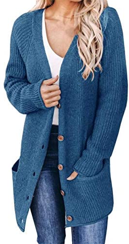Aoysky Women's Long Sleeve Cable Knit Cardigans Button Down Open Front Chunky Sweater Cardigans