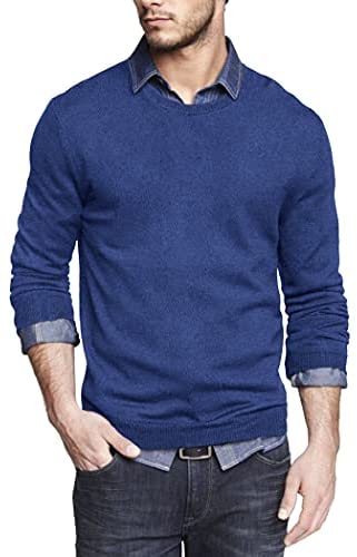 Men Knit Dress Sweater Slim Fit Crew Neck Long Sleeve Pullover Sweater