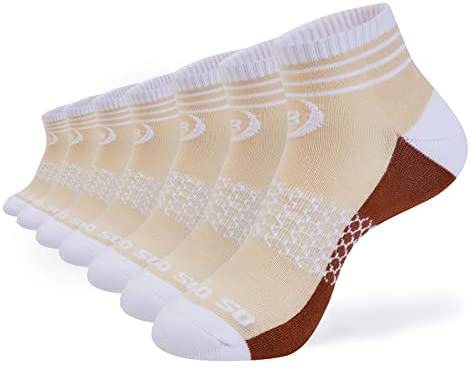 Womens Ankle Socks 7 Pairs Running Athletic Cushioned Sole Heel Shield Socks With Tab