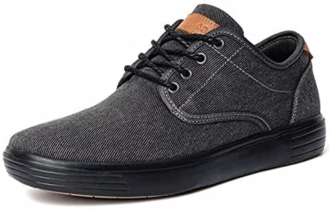 konhill Men's Canvas Fashion Sneakers - Lace-up Casual Flat Walking Skate Shoes