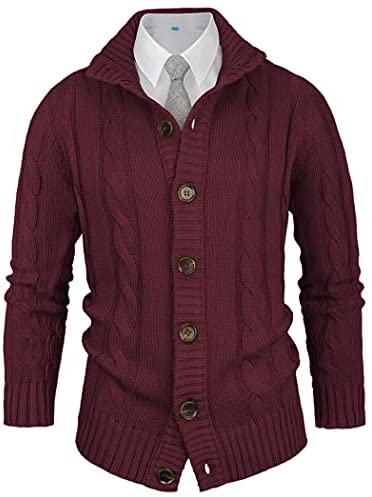 Mensn Knitted Stand Collar Cardigan Sweater