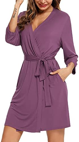 Robe for Women Kimono Robes Soft Bamboo Sleepwear Short Knit Bathrobe Ladies Loungewear S-XXL