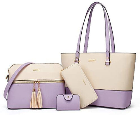 Women Fashion Handbags Wallet Tote Bag Shoulder Bag Top Handle Satchel Purse Set 4pcs