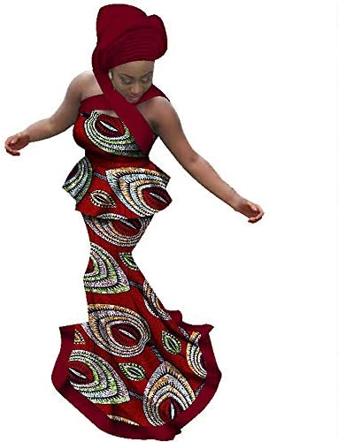African Dresses for Women Camisole 3 Pieces Tops & Skirts & Headwrap Sets Ankara Wedding Dress Clothes Maxi Long Outfits