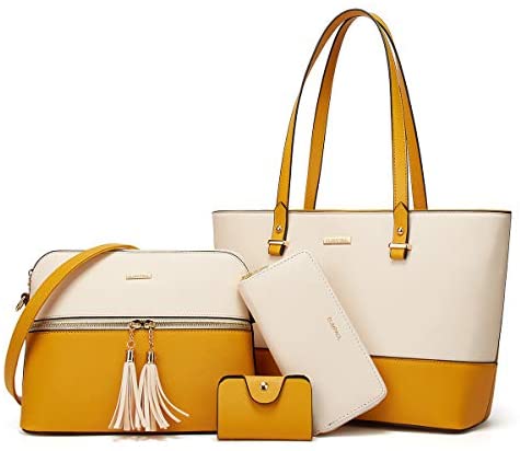 Women Fashion Handbags Wallet Tote Bag Shoulder Bag Top Handle Satchel Purse Set 4pcs