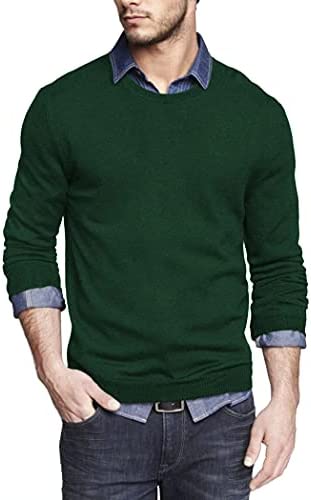Men Knit Dress Sweater Slim Fit Crew Neck Long Sleeve Pullover Sweater
