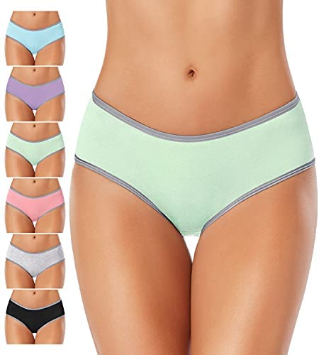 Cotton Full Coverage Underwear Womens Panties No Ride Up Hipster Soft Breathable Stretch Bikini Ladies Briefs 6 Pack