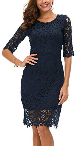 Urban CoCo Women's Lace Sheath Dress Slim Fit Midi Dress