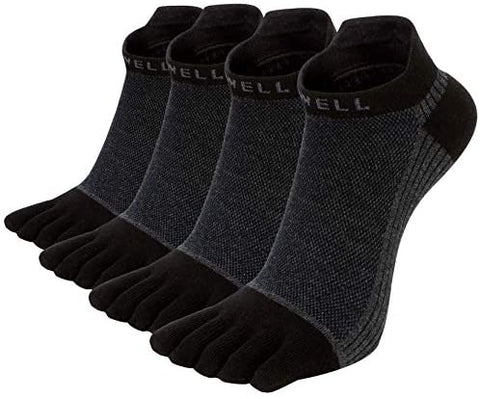 Men's Cotton Toe Socks Five Finger Socks No Show Crew Athletic Socks for Running 4 Pairs(Size 7-11)