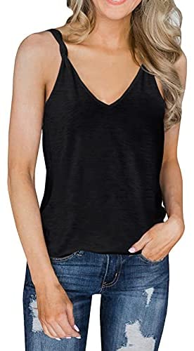 GAMISOTE Womens V Neck Tank Tops Knotted Straps Sleeveless Basic Workout Tees Shirt