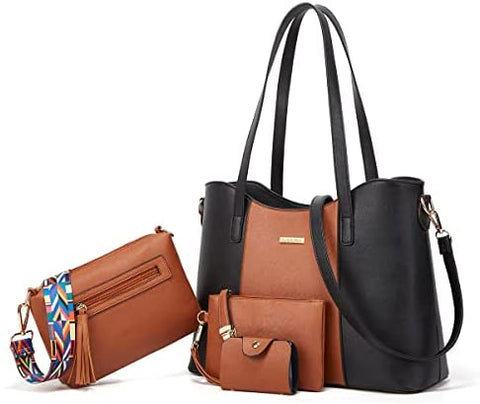 Women Fashion Handbags Wallet Tote Bag Shoulder Bag Top Handle Satchel Purse Set 4pcs