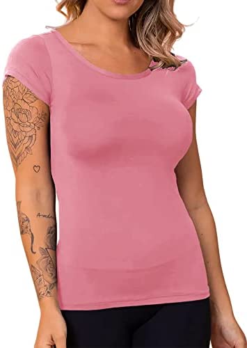 Womens Short Sleeve Backless Slim Workout T-Shirt Yoga Running Workout Essential Tops