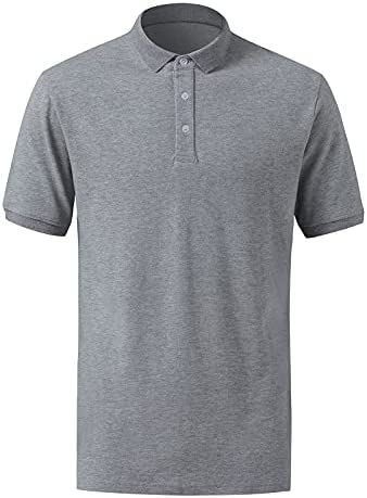 U/D Men's Classic Polo Collar Solid Color Casual Button T-Shirt