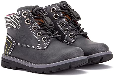 X RAY Footwear Preston Boy’s Fashion Classic Combat Leather Mid-Top Velcro Boots, Plain Toe, Thermoplastic rubber Outsole