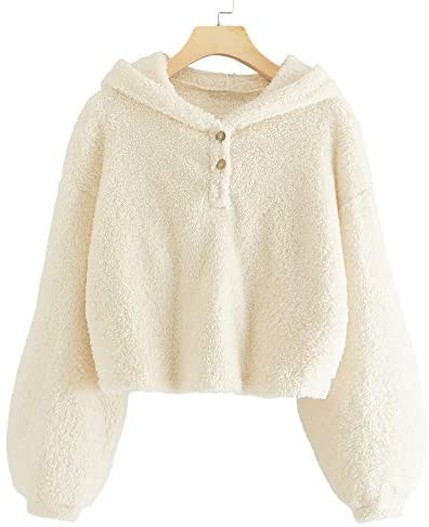 GAMISOTE Kids Girl's Fuzzy Hoodies Warm Loose Button Down Pullover Sherpa Jacket Top