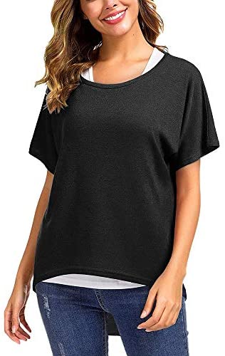Women's Short Sleeve Scoop Neck T Shirts Summer Casual Loose Baggy Tops Shirts