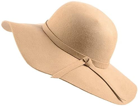 Women's Foldable Wide Brim Felt Bowler Fedora Floopy Wool Hat