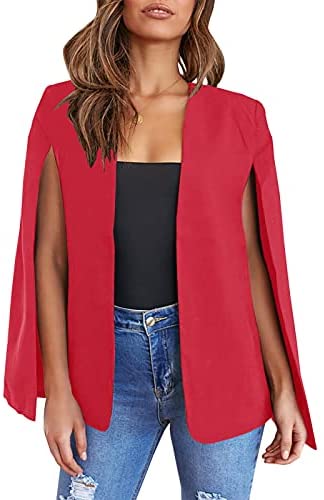 GAMISOTE Womens Cape Blazer Split Sleeve Open Front Casual Jacket Coat Workwear
