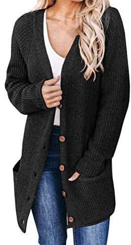 Aoysky Women's Long Sleeve Cable Knit Cardigans Button Down Open Front Chunky Sweater Cardigans