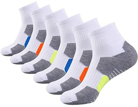 Mens Ankle Athletic Socks Quarter Cushioned Sports Running Casual Sock 6 Pack