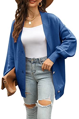 GAMISOTE Womens Cardigan Sweaters Chunky Oversized V Neck Long Knitted Button Down Outerwear