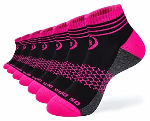 Womens Ankle Socks 7 Pairs Running Athletic Cushioned Sole Heel Shield Socks With Tab