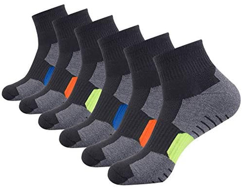 Mens Ankle Athletic Socks Quarter Cushioned Sports Running Casual Sock 6 Pack