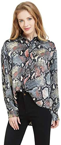 Womens Oversized Long Sleeve Button Down Leopard Snake Zebra Animal Print Shirt Blouse