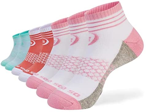 Womens Ankle Socks 7 Pairs Running Athletic Cushioned Sole Heel Shield Socks With Tab