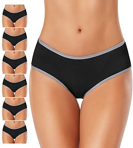 Cotton Full Coverage Underwear Womens Panties No Ride Up Hipster Soft Breathable Stretch Bikini Ladies Briefs 6 Pack