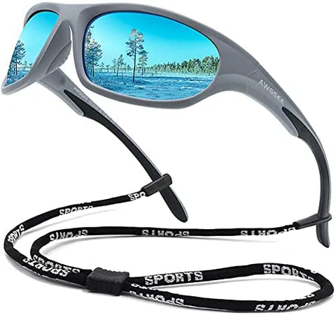AWGSEE Polarized Sports Sunglasses For Men Cycling Driving Fishing Sun Glasses TR90 Unbreakable Frame 100% UV Protection