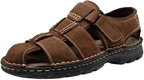 Men's Sandals Summer Casual Genuine Leather Beach Sandals for Men Outdoor and Indoor Comfort Open Toe Fisherman Sandals