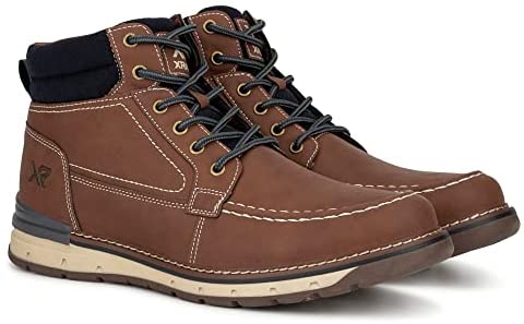 Xray Footwear Men's Icehouse Work Boot, Smooth faux leather, Lace-up front, Moc toe, rubber sole