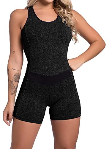Womens Sleeveless Workout Rompers Active Yoga Running Bodycorn Jumpsuit Activewear