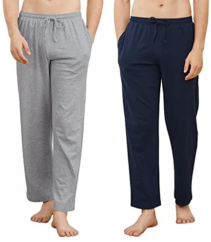 INNERSY Men's Soft Cotton Pajama Pants with Pockets Lightweight Sleepwear Bottoms 2-Pack