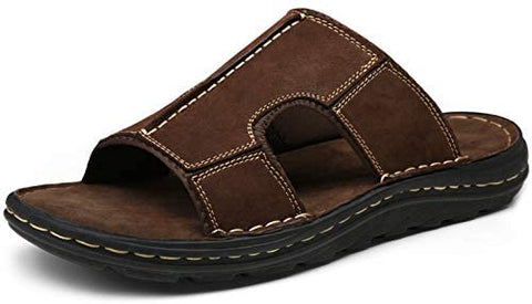 Men's Leather Sandals Arch Support Flip Flop Outdoor Retro Fisherman Sandals for Men