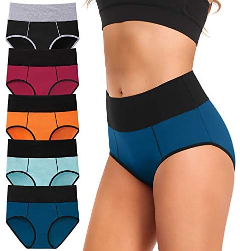 Women's Underwear Cotton, High Waisted Full Coverage Briefs, Soft Stretch No Muffin Top Ladies Panties Regular & Plus Size