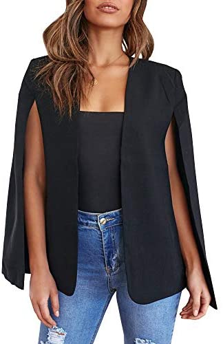 GAMISOTE Womens Cape Blazer Split Sleeve Open Front Casual Jacket Coat Workwear