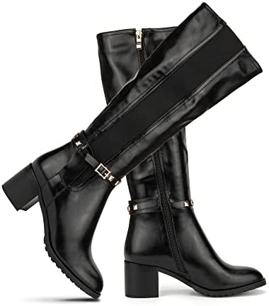 Torgeis Women's Destiny Fashion, Casual Faux Leather, Buckle Zipper Mid-Calf Boot, Round Toe, Rubber Outsole