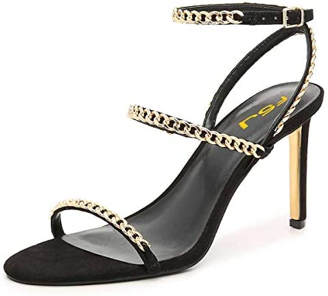Sexy Bridal Women Chain Strappy Sandals Slim High Heel Ankle Strap Slingback Wedding Dress Shoes Size 4-15 US