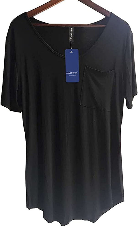 Womens Casual Scoop Collar Plus Size T Shirts Black 2X & Side Split Tops Without Pockets Army Green 2X
