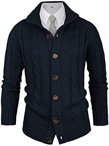 Mensn Knitted Stand Collar Cardigan Sweater