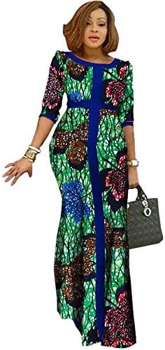 African Womens Clothes O-Neck Dashiki Ladies Dresses Half Sleeves North Africa Print Outfits
