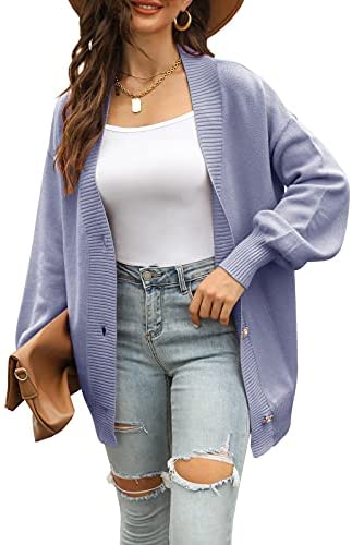GAMISOTE Womens Cardigan Sweaters Chunky Oversized V Neck Long Knitted Button Down Outerwear