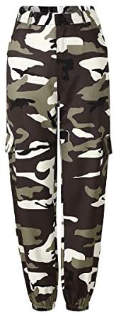 Women's Stylish Camouflage Cargo Pants Classic High Waist Denim Cargo Jogger